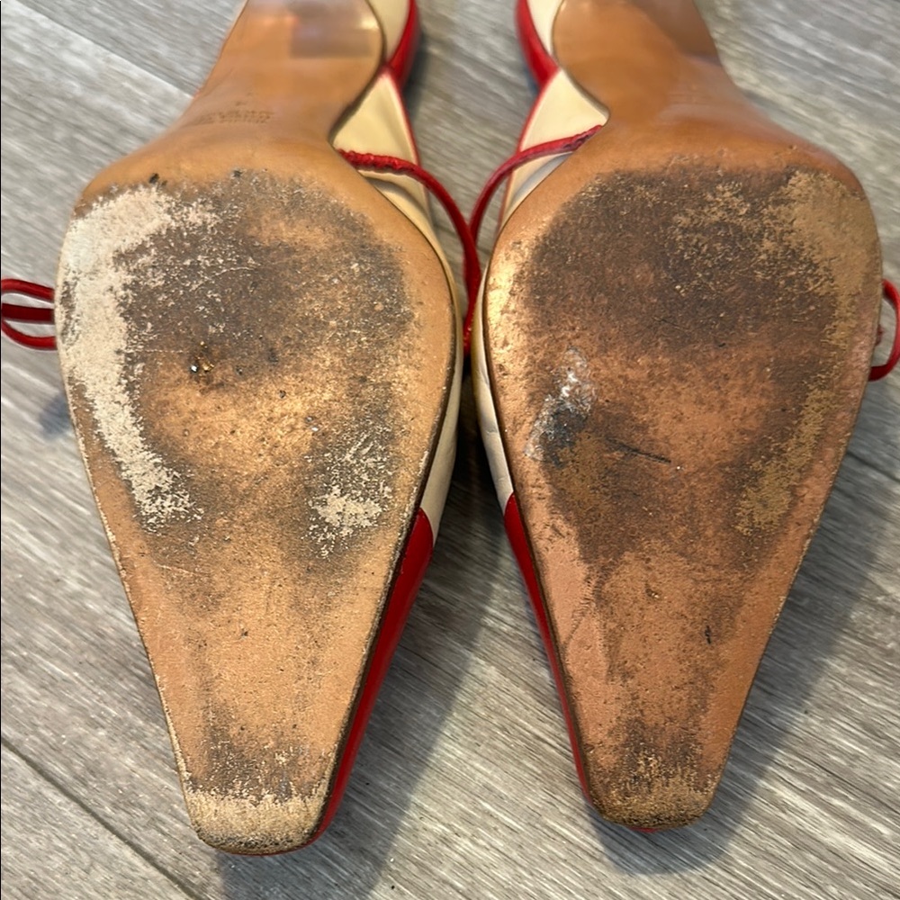Saks Fifth Avenue Red and Cream Heels - Picture 8 of 10